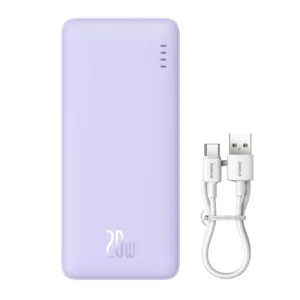 Baseus Airpow 20W 20000mAh Power Bank with Baseus Simple Series USB-A - USB-C 50cm Cable - Purpleeng