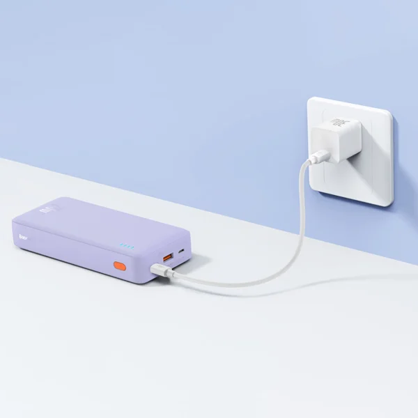 Baseus Airpow 20W 20000mAh Power Bank with Baseus Simple Series USB-A - USB-C 50cm Cable - Purpleeng