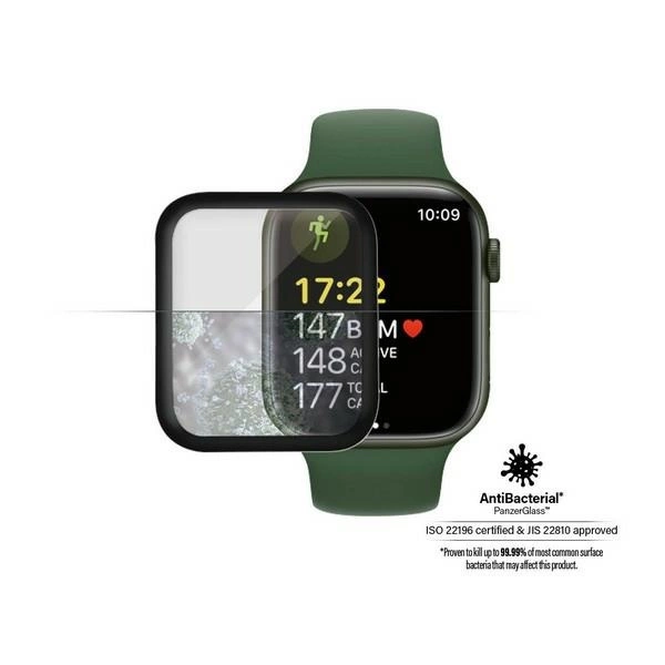 PanzerGlass Curved Antibacterial Tempered Glass for Apple Watch 7 - 41mm - Blackeng