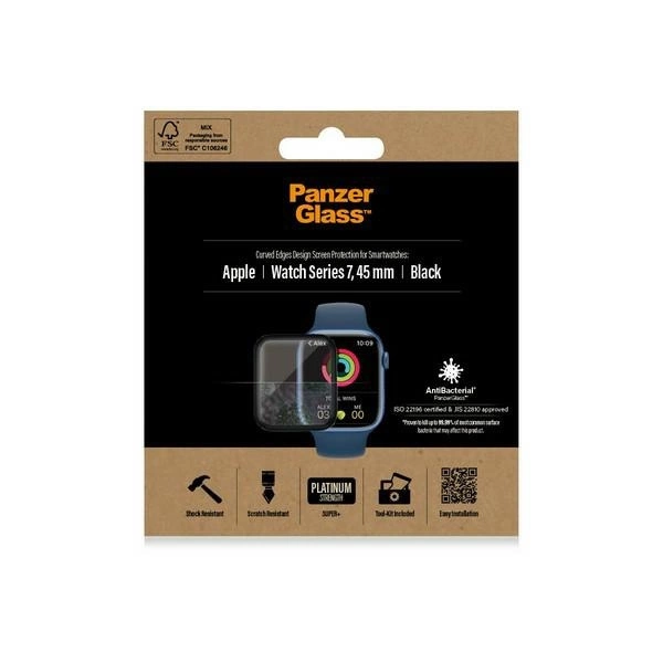 PanzerGlass Curved Tempered Glass for Apple Watch 7 45mm - Blackeng