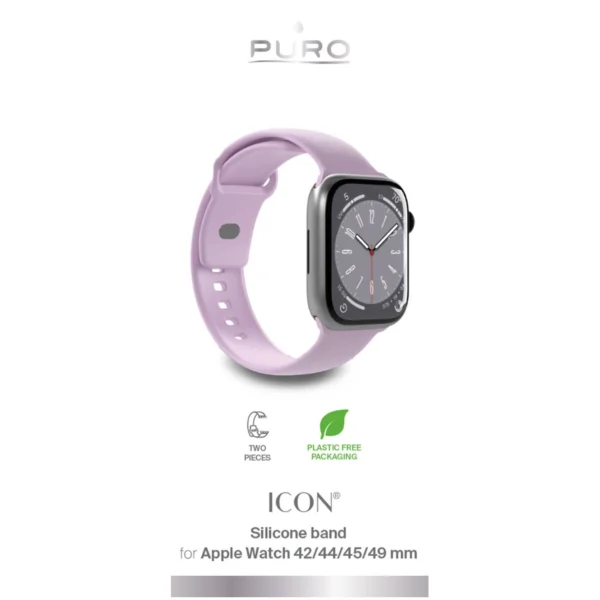 Puro Icon Silicone Strap for Apple Watch 42 / 44 / 45 / 49 mm - Lavender (2 pcs.)eng