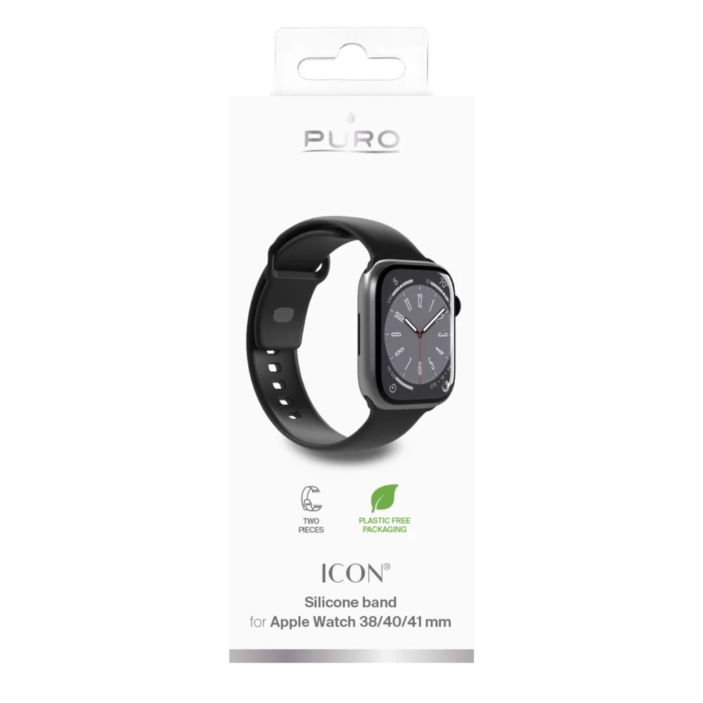 Puro Icon Silicone Strap for Apple Watch 38 / 40 / 41 mm - Black (2 pcs.)eng