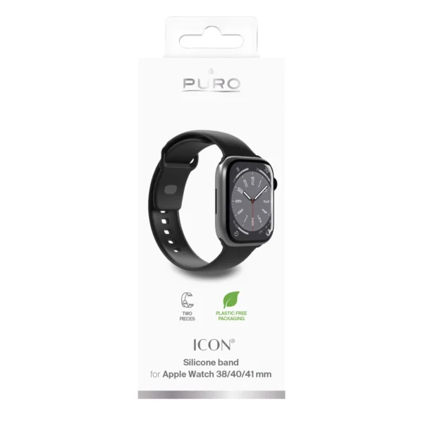 Puro Icon Silicone Strap for Apple Watch 38 / 40 / 41 mm - Black (2 pcs.)eng