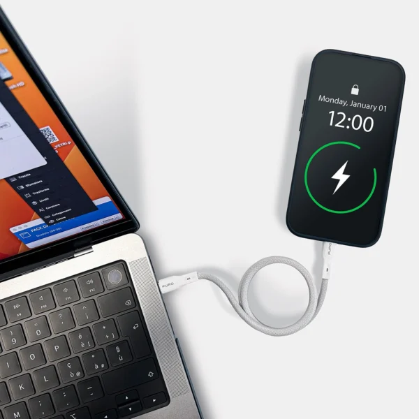 Puro Magnetic USB-C - USB-C 60W USB 3.2 (20 Gbps) 1m Magnetic Cable - Whiteeng