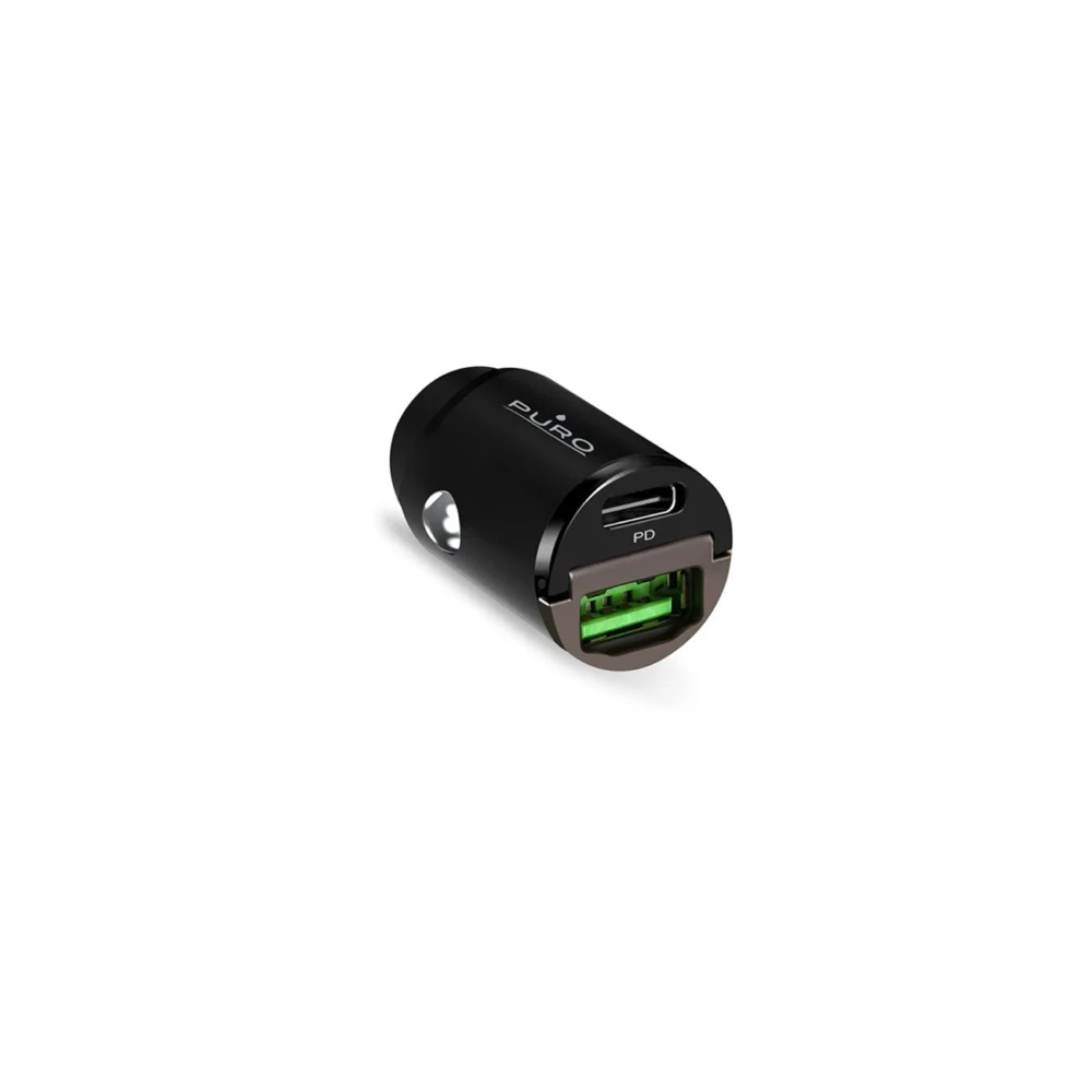 Puro Mini 30W Power Delivery USB-C USB-A Car Charger - Blackeng