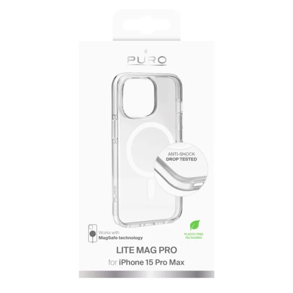 Puro Lite Mag Pro MagSafe Silicone Case for iPhone 15 Pro Max - Transparenteng