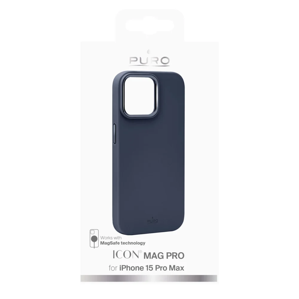 Puro Icon Mag Pro MagSafe Silicone Case for iPhone 15 Pro Max - Dark Blueeng