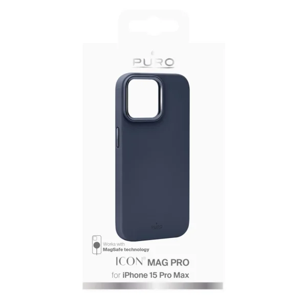 Puro Icon Mag Pro MagSafe Silicone Case for iPhone 15 Pro Max - Dark Blueeng