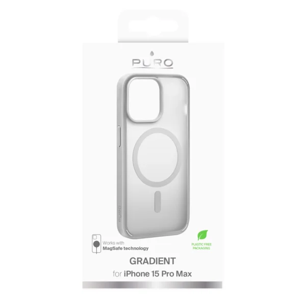 Puro Gradient MagSafe Silicone Case for iPhone 15 Pro Max - Silvereng