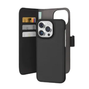 Puro Wallet Detachable MagSafe 2in1 PU Leather Case with Flap and Wallet for iPhone 15 Pro Max - Blackeng