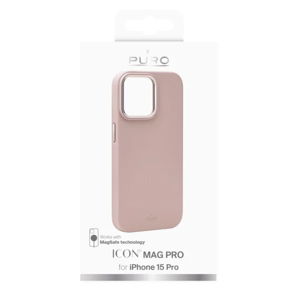 Puro Icon Mag Pro MagSafe Silicone Case for iPhone 15 Pro - Pinkeng