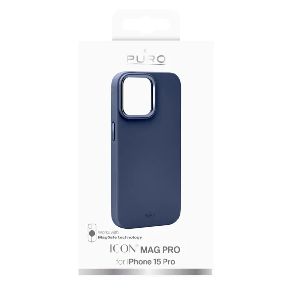 Puro Icon Mag Pro MagSafe Silicone Case for iPhone 15 Pro - Dark Blueeng