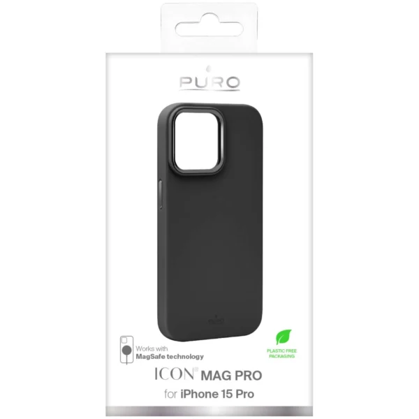 Puro Icon Mag Pro MagSafe Silicone Case for iPhone 15 Pro - Blackeng
