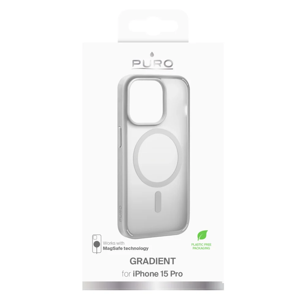 Puro Gradient MagSafe Silicone Case for iPhone 15 Pro - Silvereng