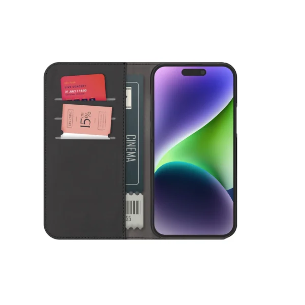 Puro Wallet Detachable MagSafe 2in1 PU Leather Case with Flap and Wallet for iPhone 15 Pro - Blackeng