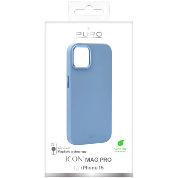 Puro Icon Mag Pro MagSafe Silicone Case for iPhone 15 - Light Blueeng