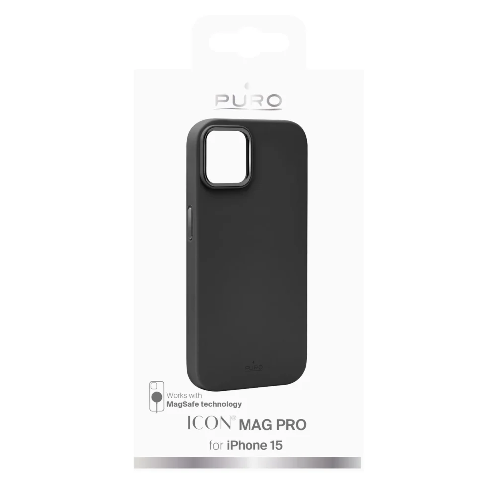 Puro Icon Mag Pro MagSafe Silicone Case for iPhone 15 - Blackeng