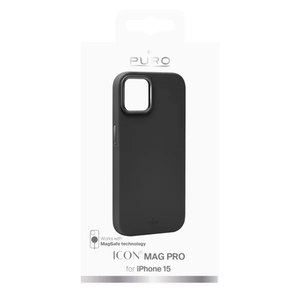 Puro Icon Mag Pro MagSafe Silicone Case for iPhone 15 - Blackeng
