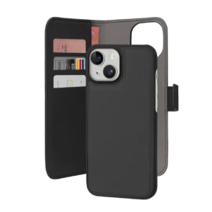 Puro Wallet Detachable MagSafe 2in1 PU Leather Case with Flap and Wallet for iPhone 15 - Blackeng