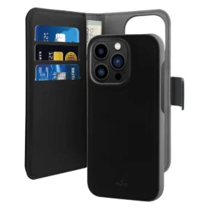 Puro Wallet Detachable MagSafe 2in1 PU Leather Case with Flap and Wallet for iPhone 14 Pro - Blackeng