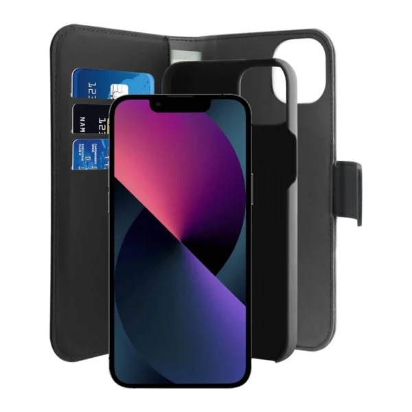 Puro Wallet Detachable MagSafe 2in1 PU Leather Case with Flap and Wallet for iPhone 14 / 13 - Blackeng