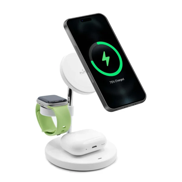 Puro Mag Station 3 in 1 Inductive Charger with Stand - Whiteeng
