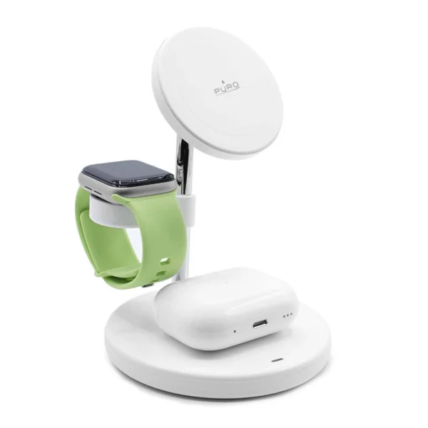 Puro Mag Station 3 in 1 Inductive Charger with Stand - Whiteeng