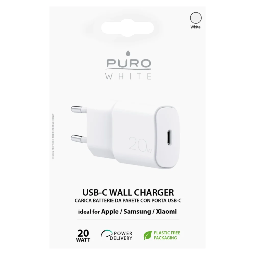 Puro White 20W Power Delivery USB-C Wall Charger - Whiteeng