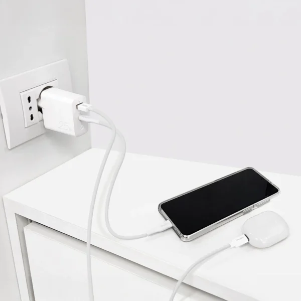 Puro 25W Power Delivery USB-A USB-C Wall Charger - Whiteeng