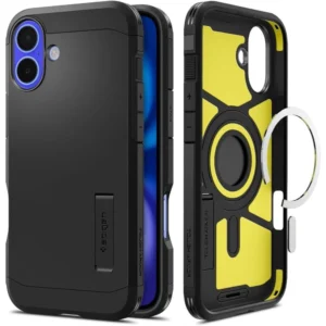 Spigen Tough Armor MagSafe case with stand for iPhone 16 - blackeng