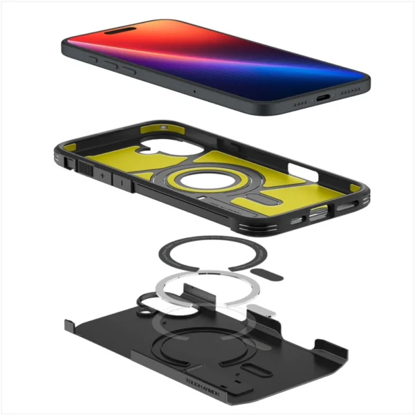 Spigen Tough Armor MagSafe case with stand for iPhone 16 - blackeng