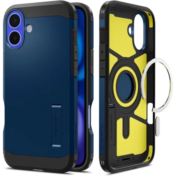 Spigen Tough Armor MagSafe case with stand for iPhone 16 - blueeng