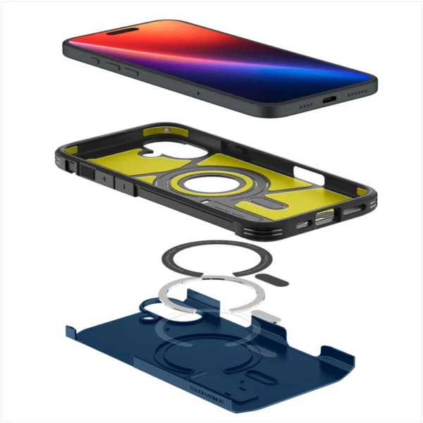 Spigen Tough Armor MagSafe case with stand for iPhone 16 - blueeng