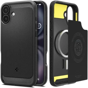 Spigen Rugged Armor MagSafe case for iPhone 16 - blackeng