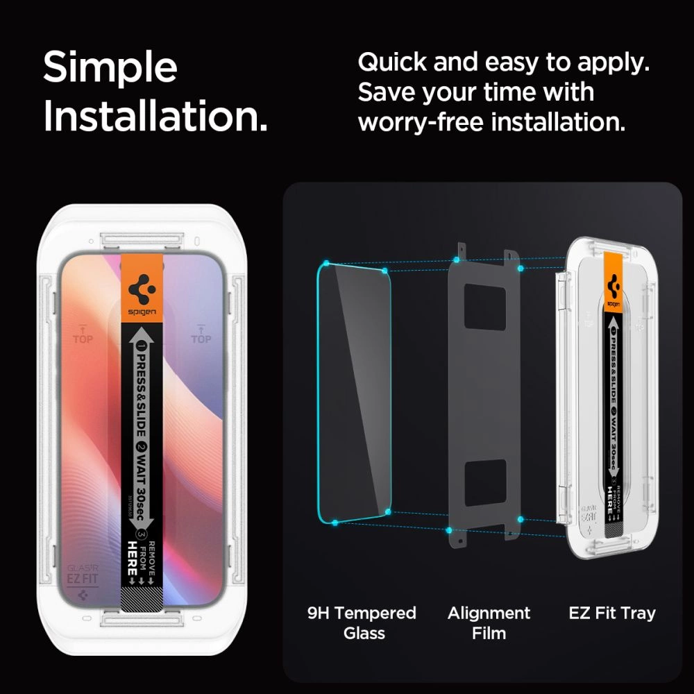Spigen Glas.tR EZ Fit tempered glass for iPhone 16 Pro - 2 pcs.eng