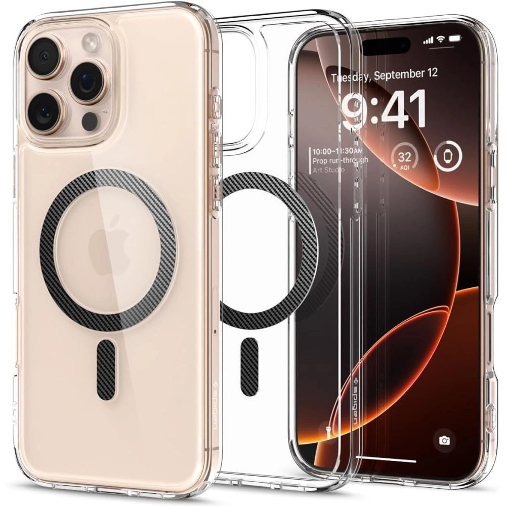 Spigen Ultra Hybrid Mag Carbon Fiber Case with MagSafe for iPhone 16 Pro - Dark Grayeng