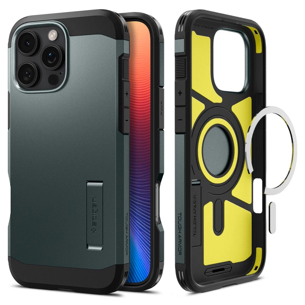 Spigen Tough Armor MagSafe Case with Stand for iPhone 16 Pro - Greeneng