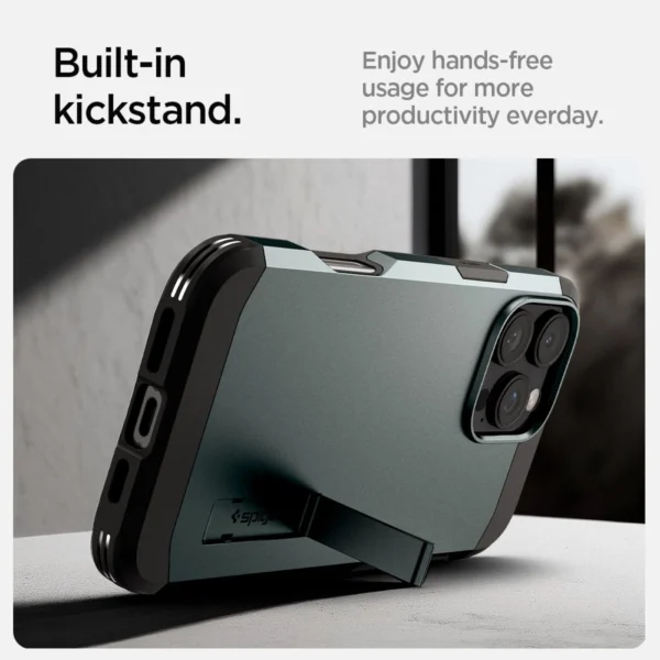 Spigen Tough Armor MagSafe Case with Stand for iPhone 16 Pro - Greeneng