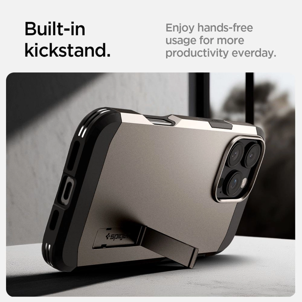 Spigen Tough Armor MagSafe case with stand for iPhone 16 Pro - gunmetaleng