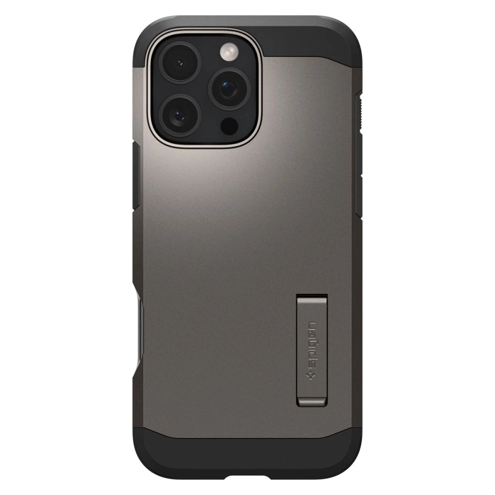 Spigen Tough Armor MagSafe case with stand for iPhone 16 Pro - gunmetaleng