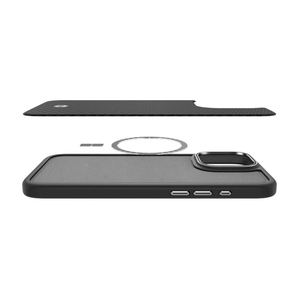 Spigen Enzo Aramid Mag Case with MagSafe for iPhone 16 Pro - Black and Silvereng