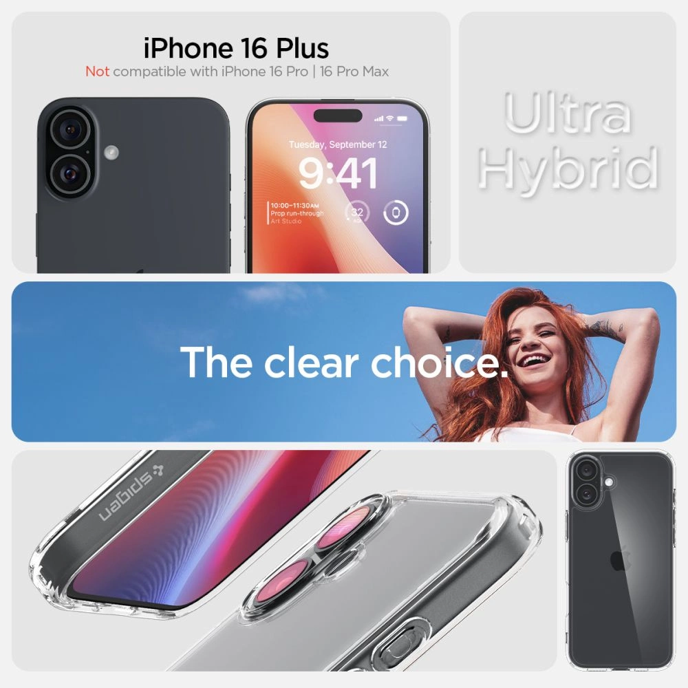 Spigen Ultra Hybrid iPhone 16 Plus Case - Cleareng