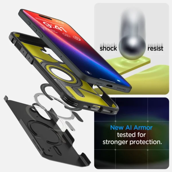 Spigen Tough Armor MagSafe Case with Stand for iPhone 16 Plus - Blackeng