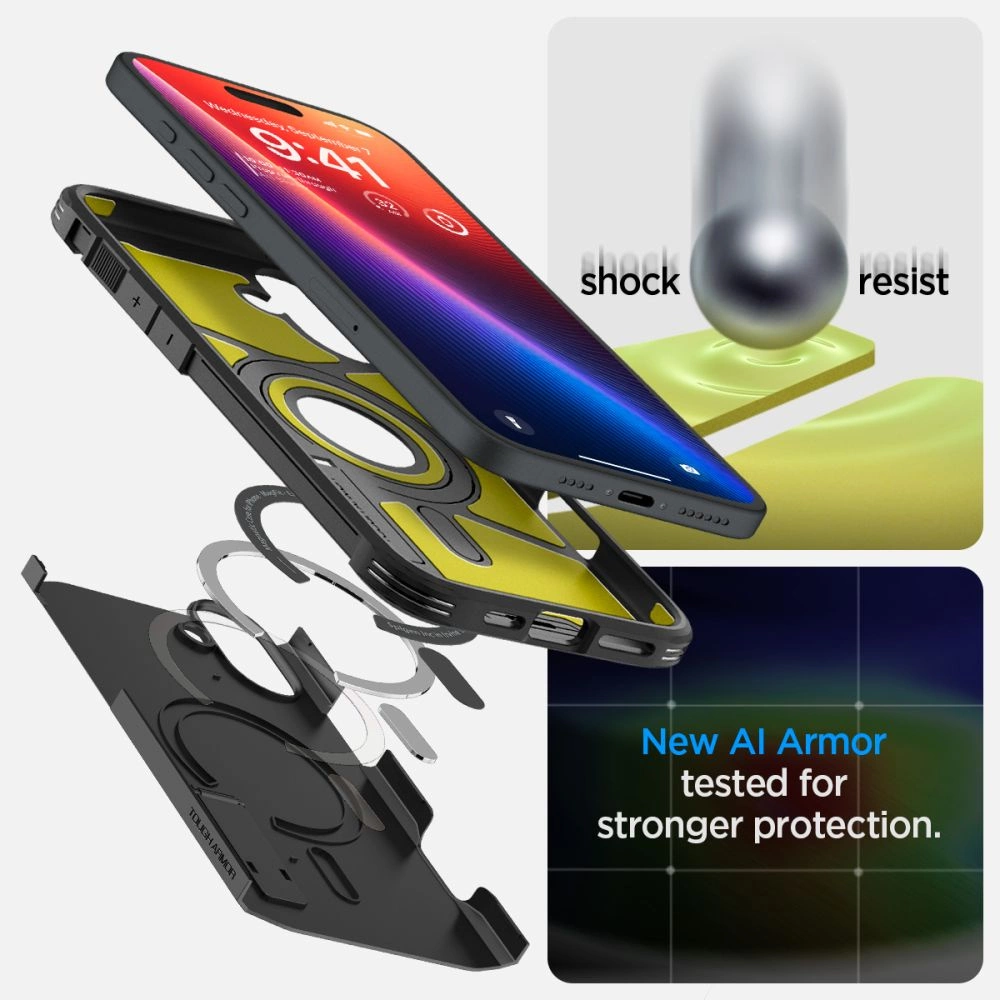 Spigen Tough Armor MagSafe Case with Stand for iPhone 16 Plus - Blackeng