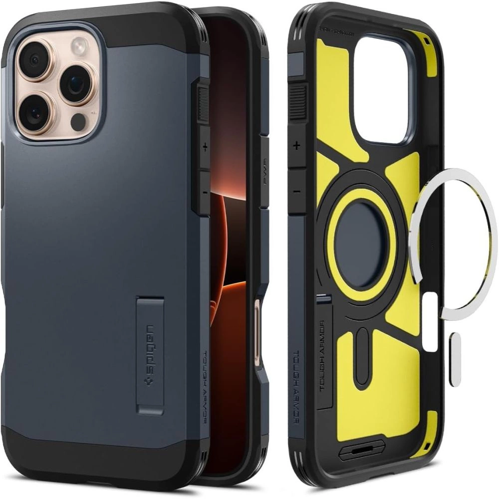 Spigen Tough Armor MagSafe Case with Stand for iPhone 16 Pro Max - Dark Grayeng