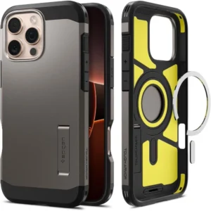 Spigen Tough Armor MagSafe Case with Stand for iPhone 16 Pro Max - Gunmetaleng