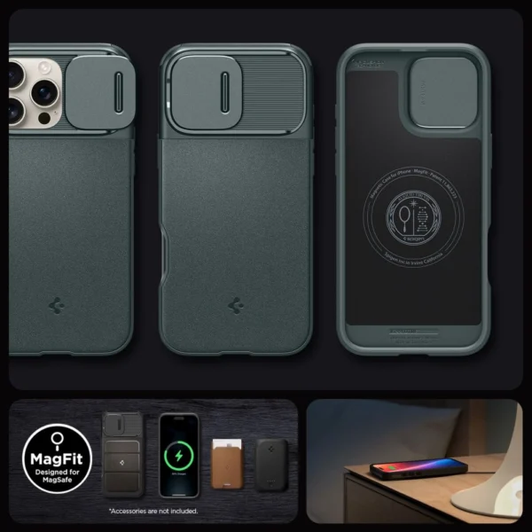 Spigen Optik Armor Mag Case with MagSafe for iPhone 16 Pro Max - Greeneng