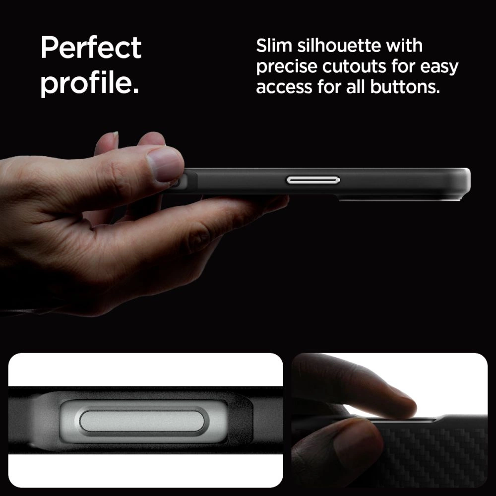 Spigen Enzo Aramid Mag Case with MagSafe for iPhone 16 Pro Max - Black and Silvereng