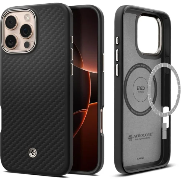 Spigen Enzo Aramid Mag Case with MagSafe for iPhone 16 Pro Max - Matte Blackeng