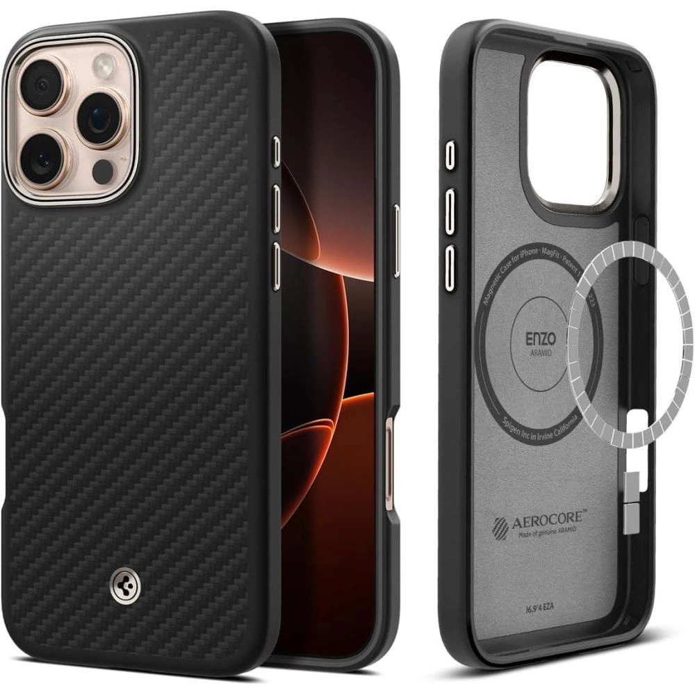 Spigen Enzo Aramid Mag Case with MagSafe for iPhone 16 Pro Max - Matte Blackeng